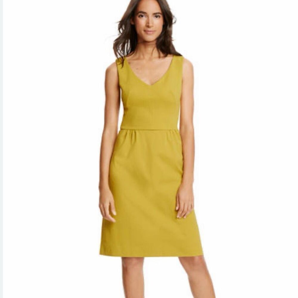 Boden Sarah Ponte Dress size 4R Yellow V-neck